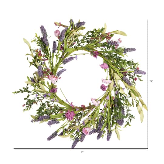 24" Purple Lilac Wildflower Wreath